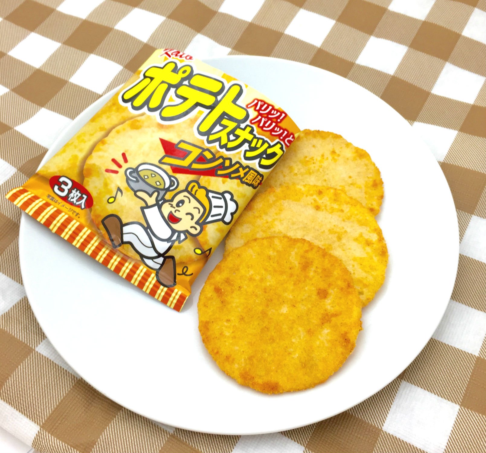 Amazon.co.jp: かとう製菓 ポテトスナック(コンソメ風味) 3枚入